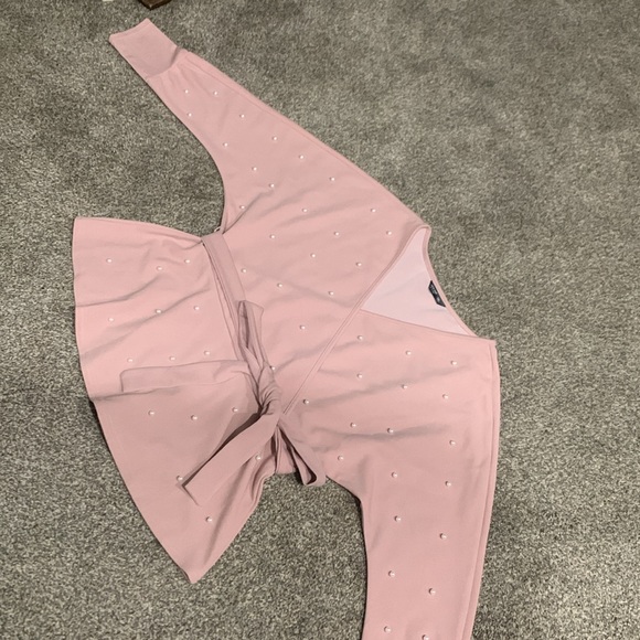 Shein Curve Pink Blouse with Pearl Detailing - Picture 3 of 4